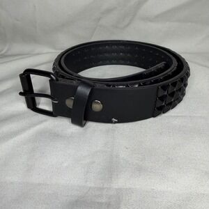 Vintage Hot Topic Mens Black Triple Row Pyramid Stud Belt Punk Goth Emo L 36-38